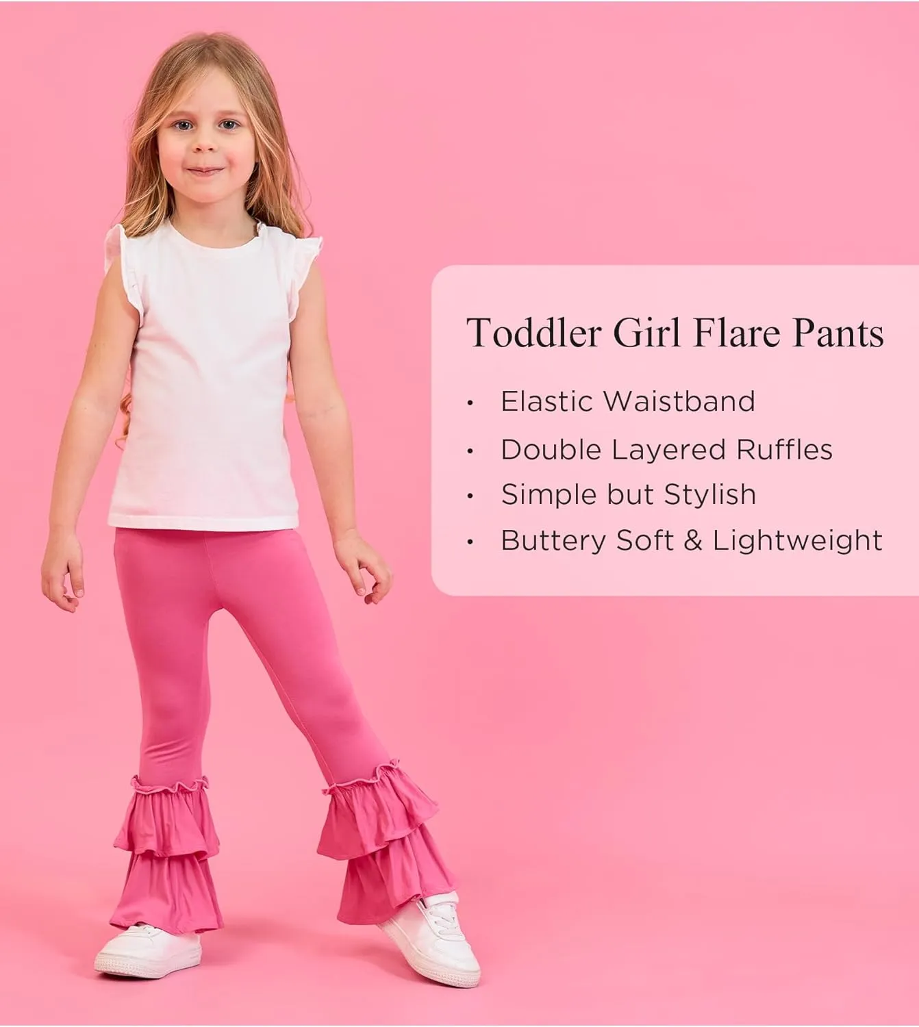 Bamboo Viscose Pants for Girls Toddler Bell Bottoms Ruffled Flare Leggings