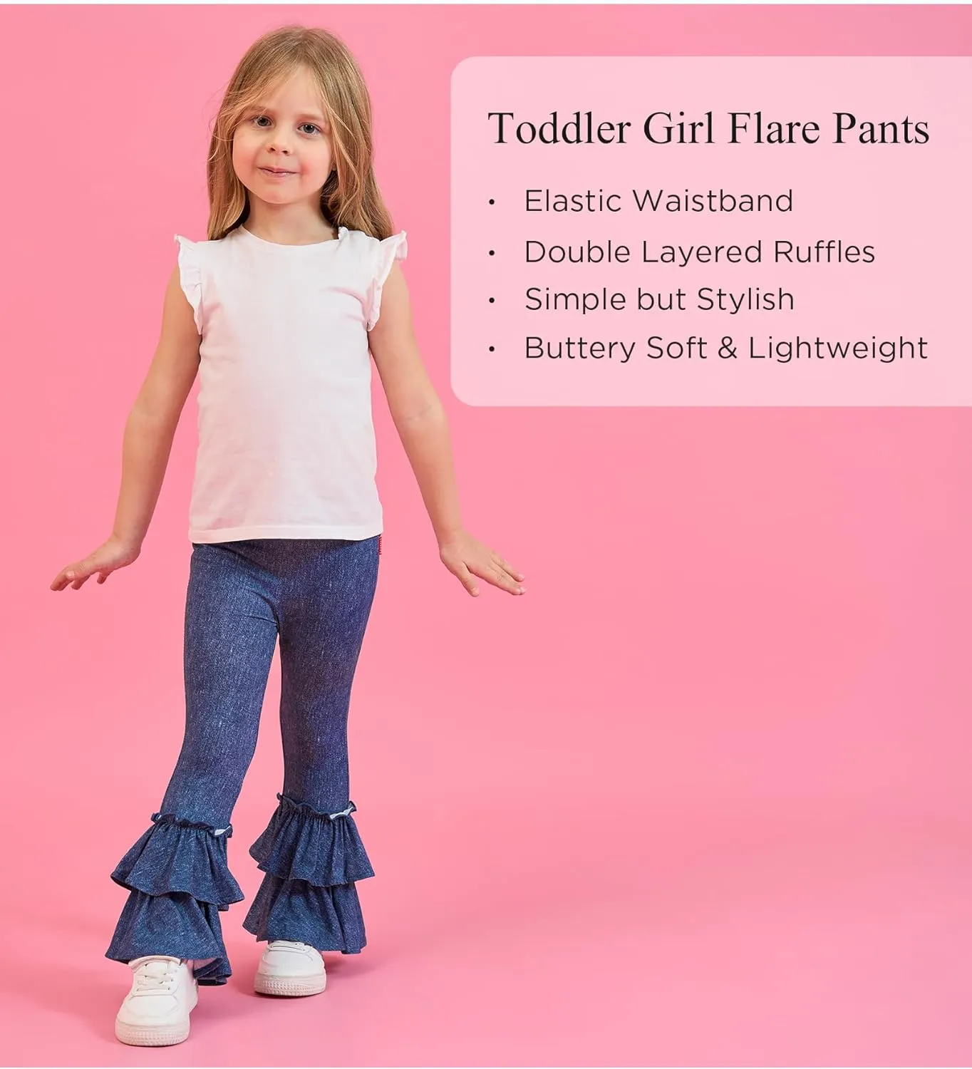 Bamboo Viscose Pants for Girls Toddler Bell Bottoms Ruffled Flare Leggings