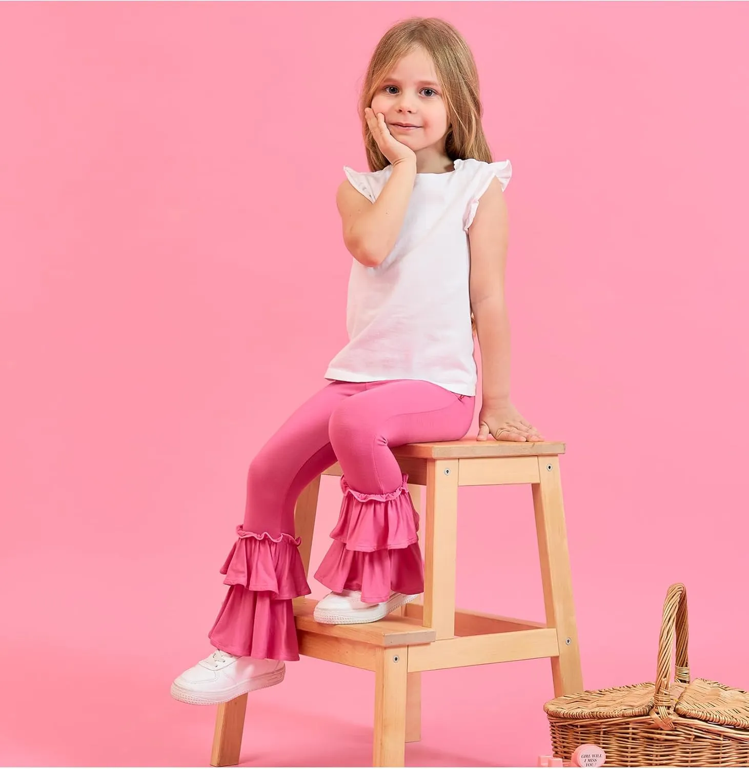 Bamboo Viscose Pants for Girls Toddler Bell Bottoms Ruffled Flare Leggings