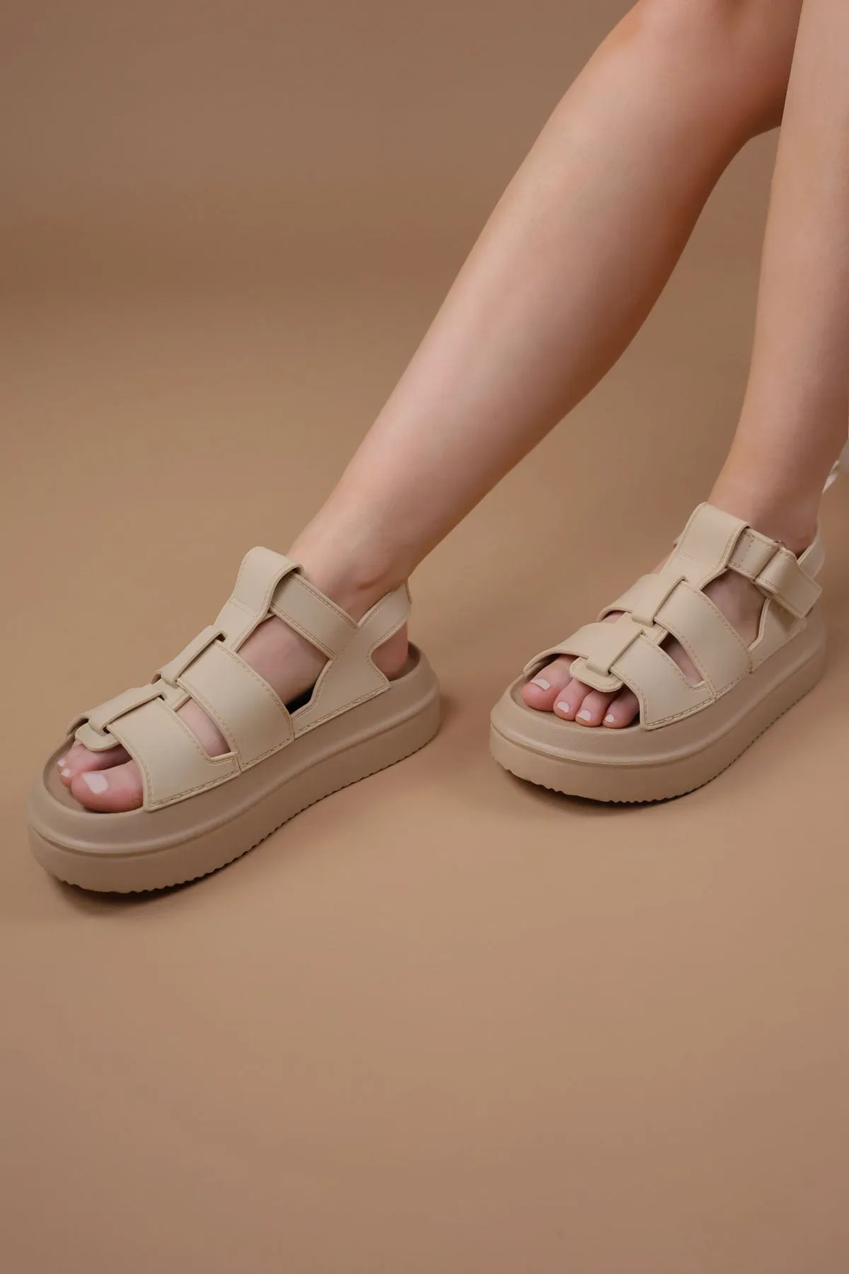 Beige Chunky Gladiator Sandals