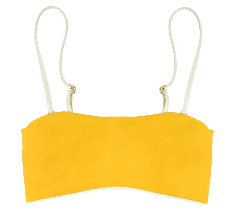 Bella Reversible Bandeau Bikini Top (Sun/Ivory)