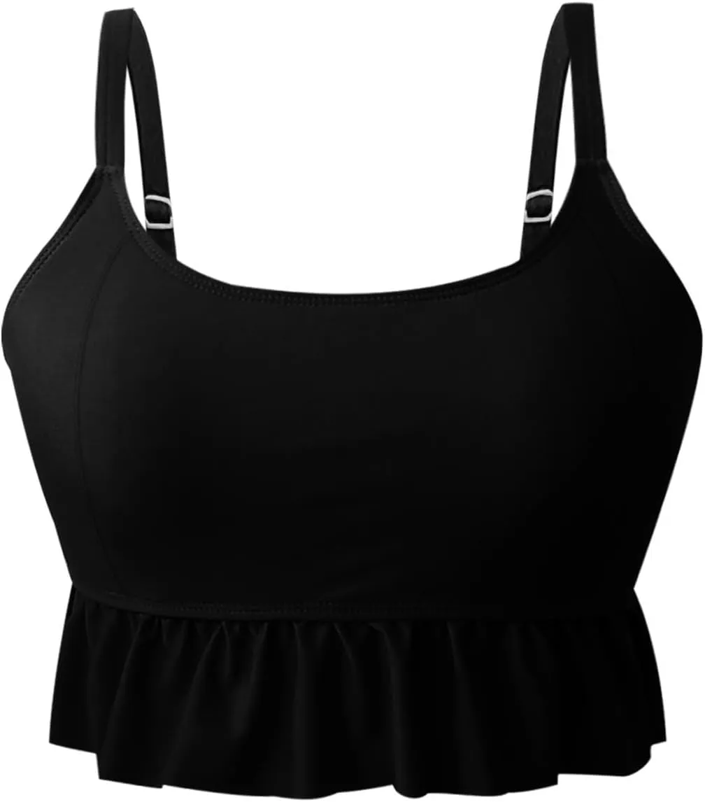 Bidobibo Swim Suits for Women 2025 Tummy Control High Waisted Swimsuit with Ruffle Top Womens Two Piece Tankini Bathing Suits