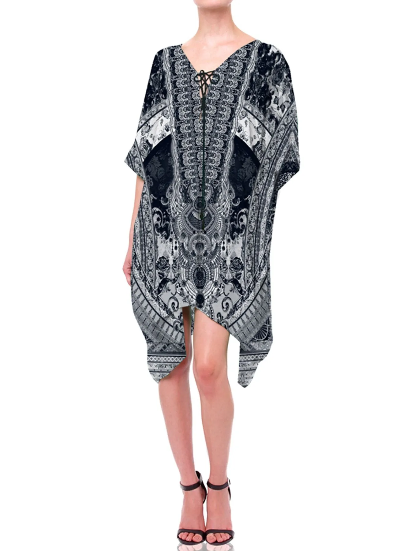 Black Printed Mini Kaftan
