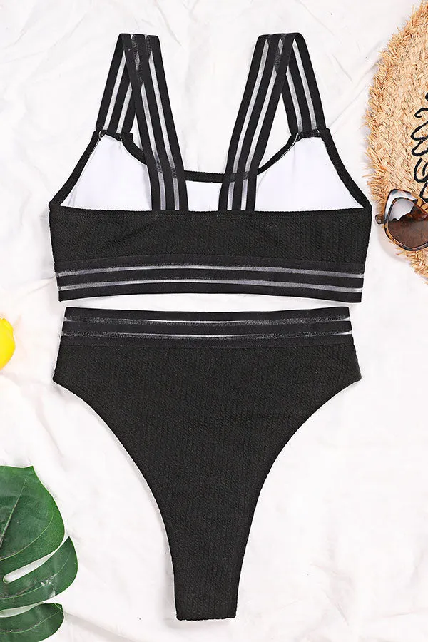 Black U Collar Feminine High Waist Bikini