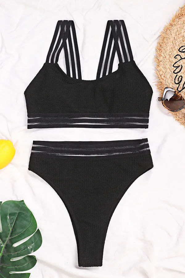 Black U Collar Feminine High Waist Bikini