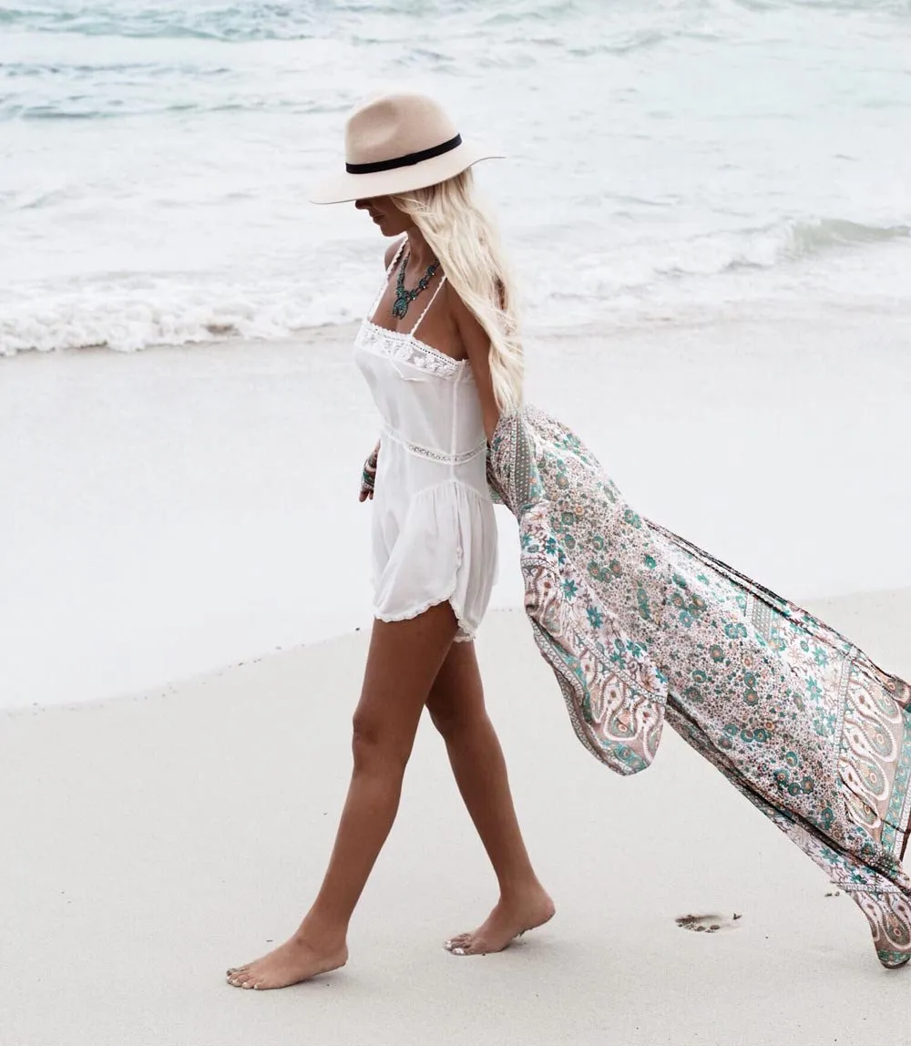 Blouse Cover Chiffon up Print Shawl Floral Shirt Coat