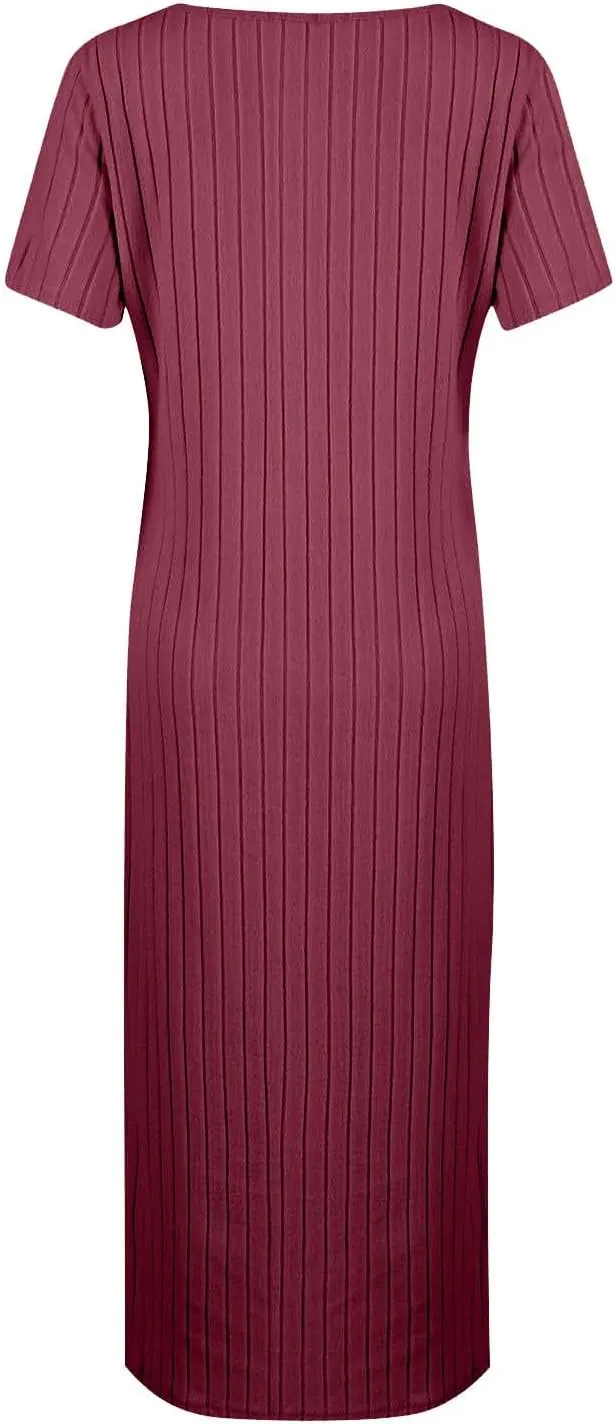 Bodycon Dresses for Women Knit Square Neck Short Sleeve Midi Dress Summer Side Slit Party Homecoming Dresses