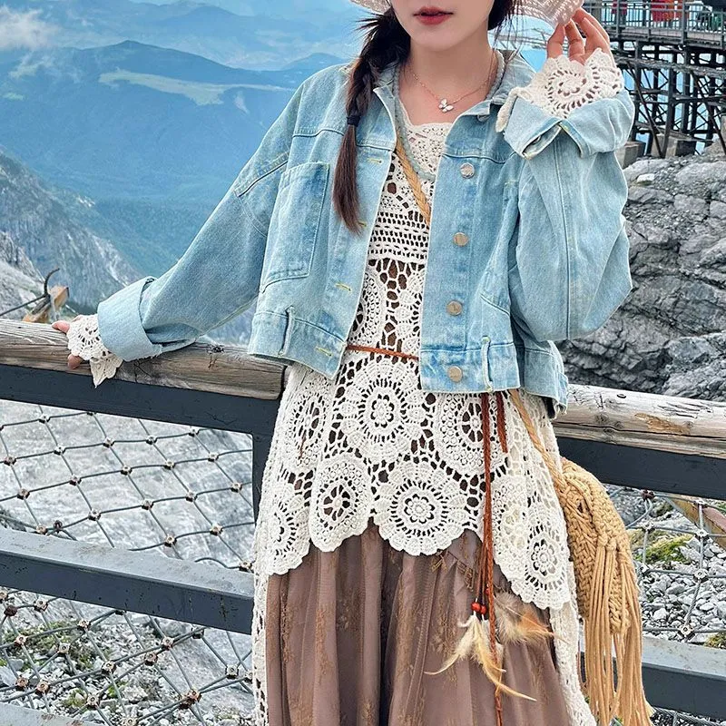 Bohemian Hollow Out Crochet High Low Cover Up Dress
