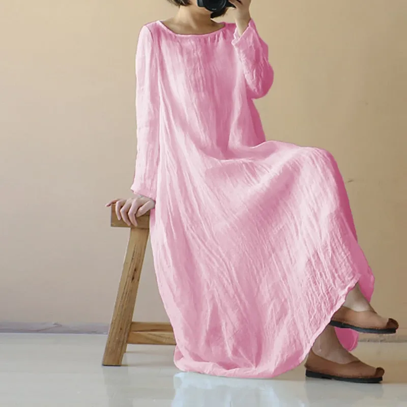 bohemian transparent loose long sleeve maxi dress