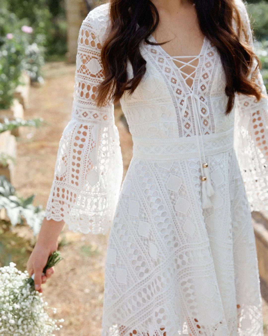 Boho High Low Dress - White