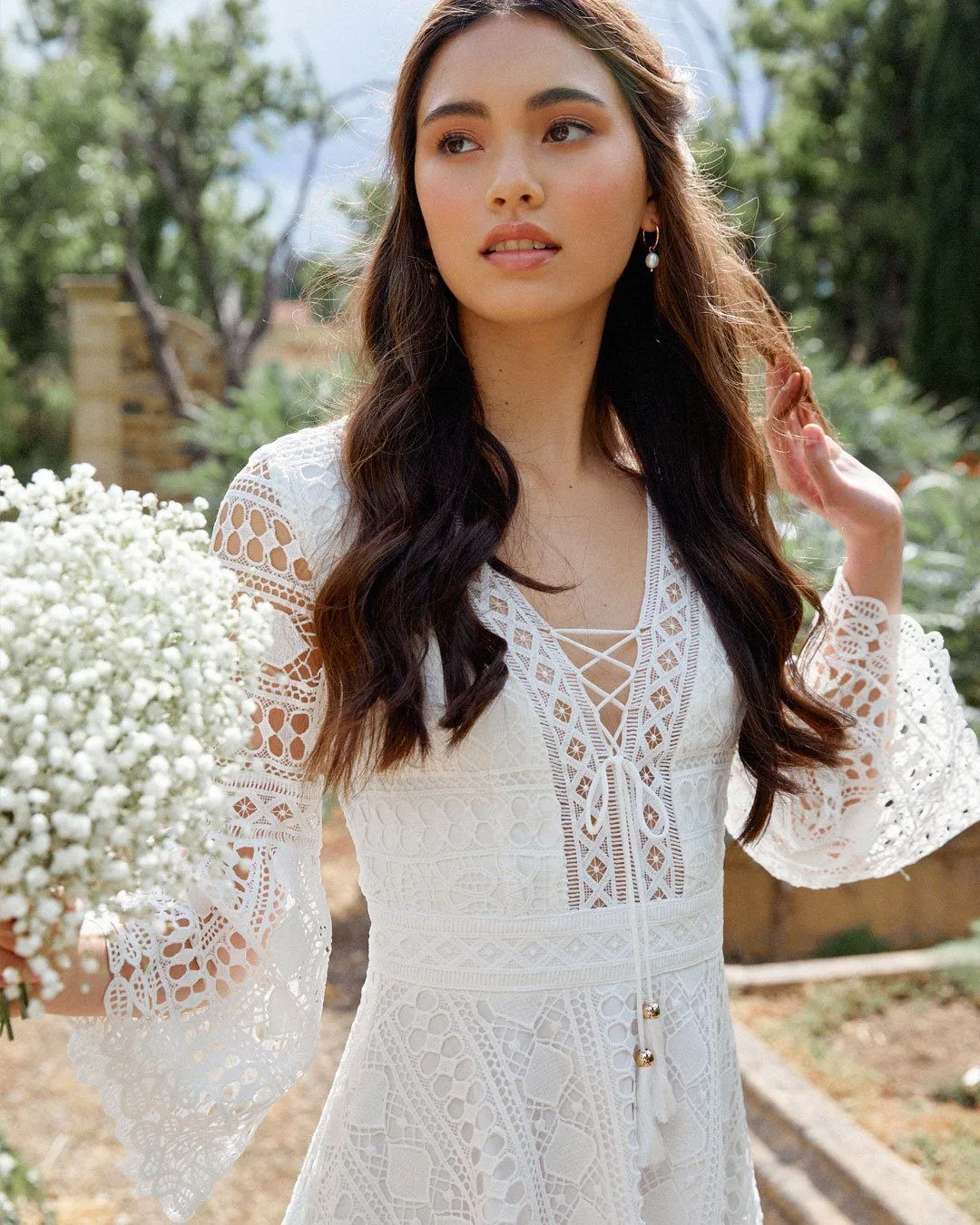 Boho High Low Dress - White