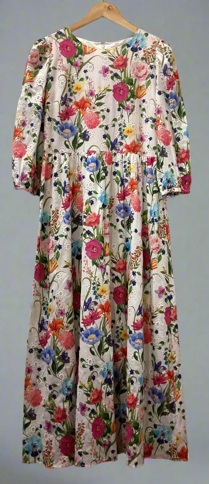 Borgo De Nor Multicolour Floral Print Cotton Dress size 10