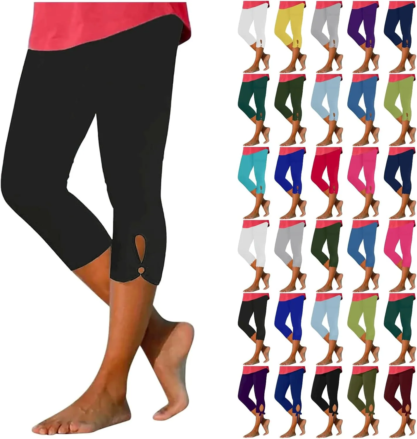 BOXIACEY Capri Leggings for Women 2025 Knee Length Yoga Pants High Waisted Workout Leggings Casual Summer Cropped Pants