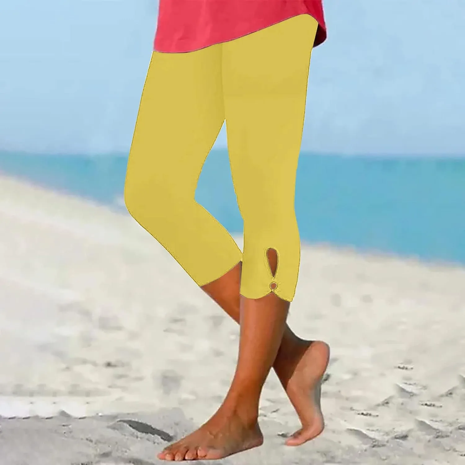 BOXIACEY Capri Leggings for Women 2025 Knee Length Yoga Pants High Waisted Workout Leggings Casual Summer Cropped Pants