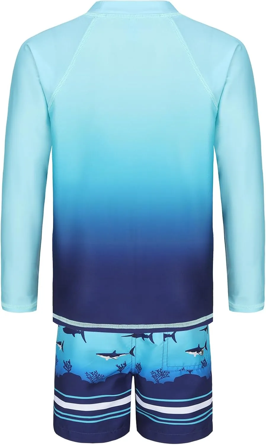 Boys Long Sleeve Rash Guard Swimsuits Kids Two Piece Sunsuits with Swim Trunks Swimwear Set