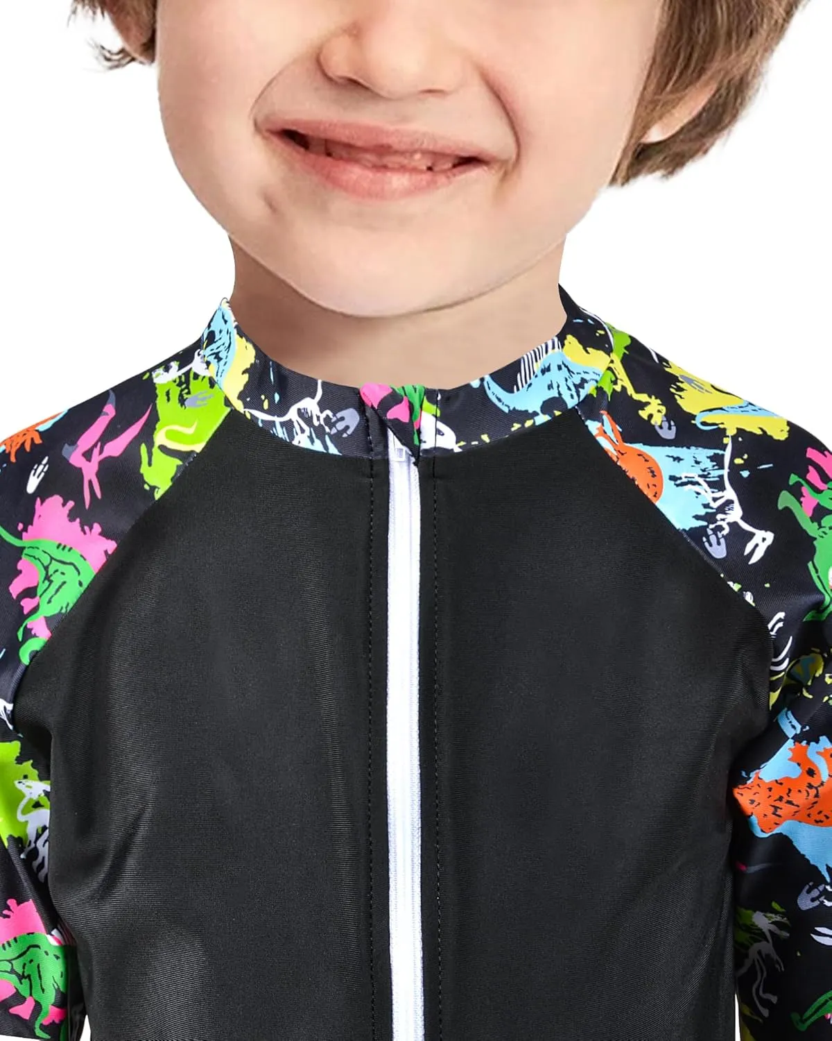 Boys Two Piece Rash Guard Swimsuits Long Sleeve Zipper Swim Shirt and Trunks Bathing Suit Swimwear Set
