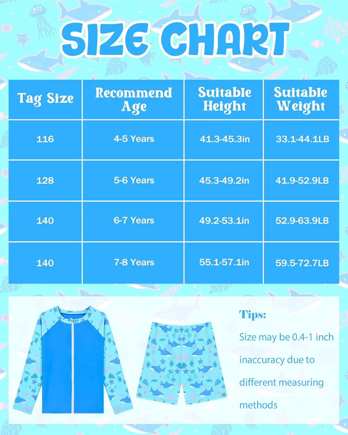 Boys Two Piece Rash Guard Swimsuits Long Sleeve Zipper Swim Shirt and Trunks Bathing Suit Swimwear Set