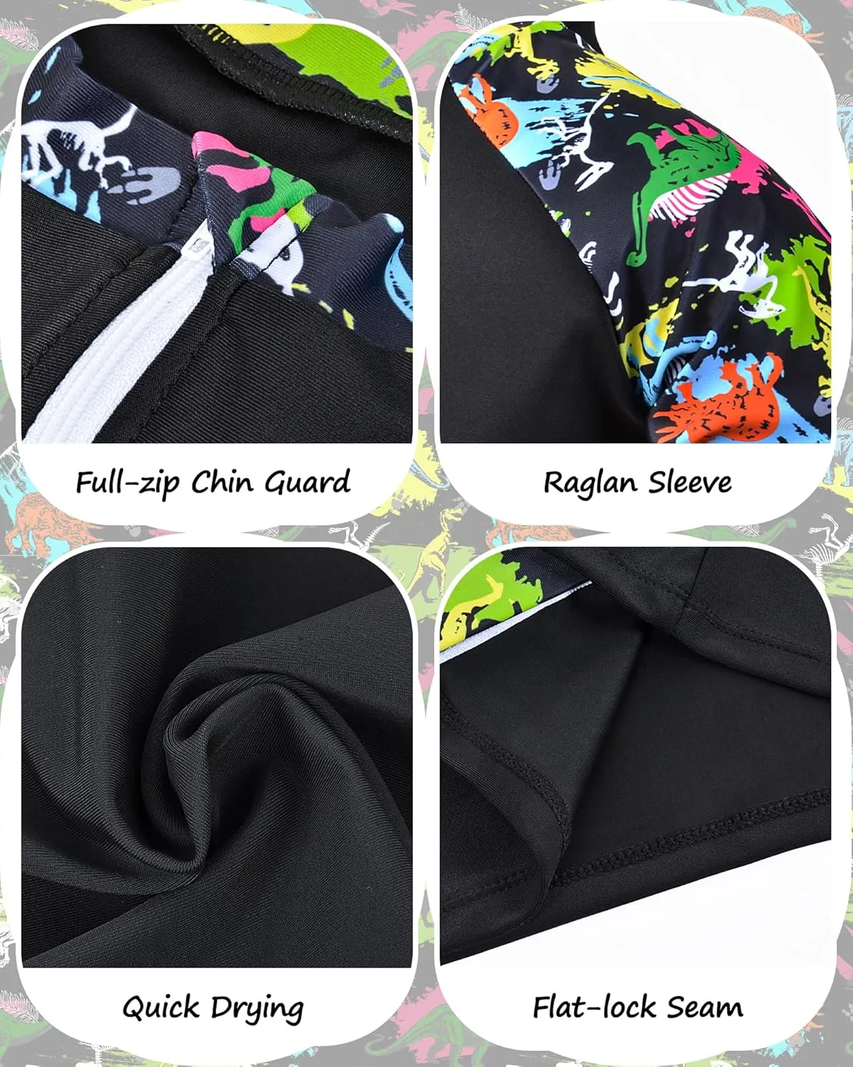 Boys Two Piece Rash Guard Swimsuits Long Sleeve Zipper Swim Shirt and Trunks Bathing Suit Swimwear Set