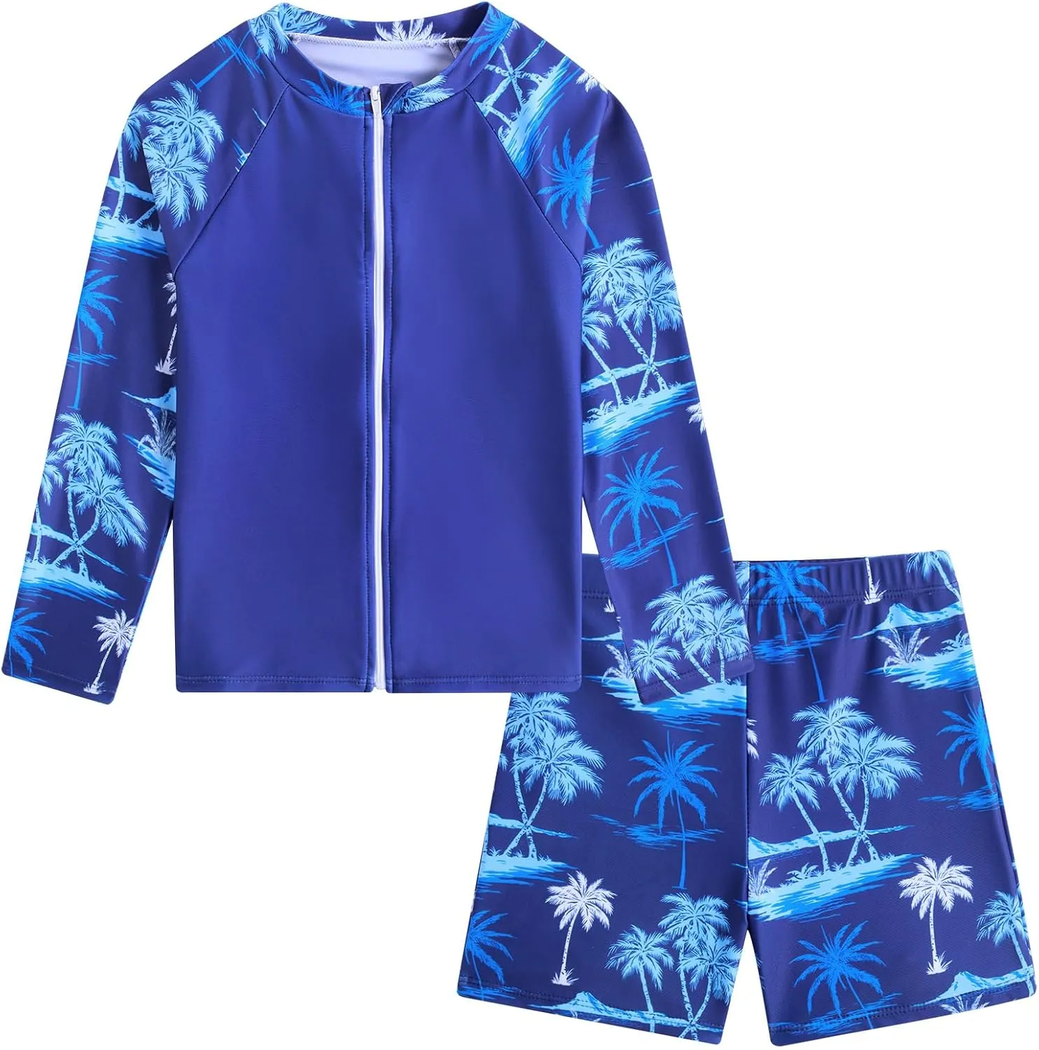 Boys Zipper Rash Guard Sets UPF 50  with Short 3-9 Years