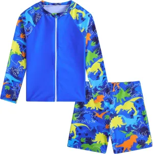 Boys Zipper Rash Guard Sets UPF 50  with Short 3-9 Years