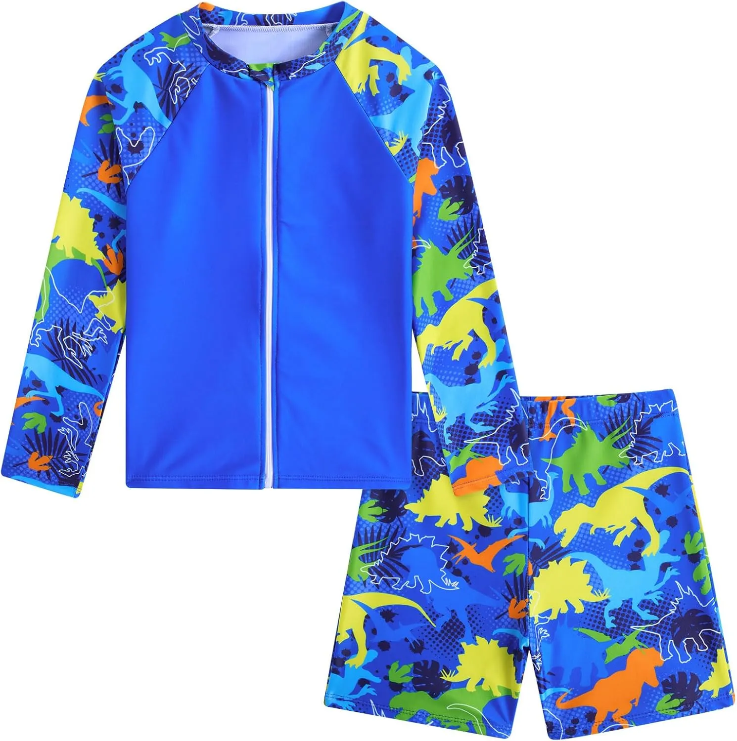 Boys Zipper Rash Guard Sets UPF 50  with Short 3-9 Years