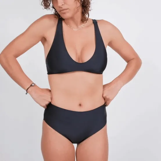 Brasilia High Waist Bikini Bottom - Black