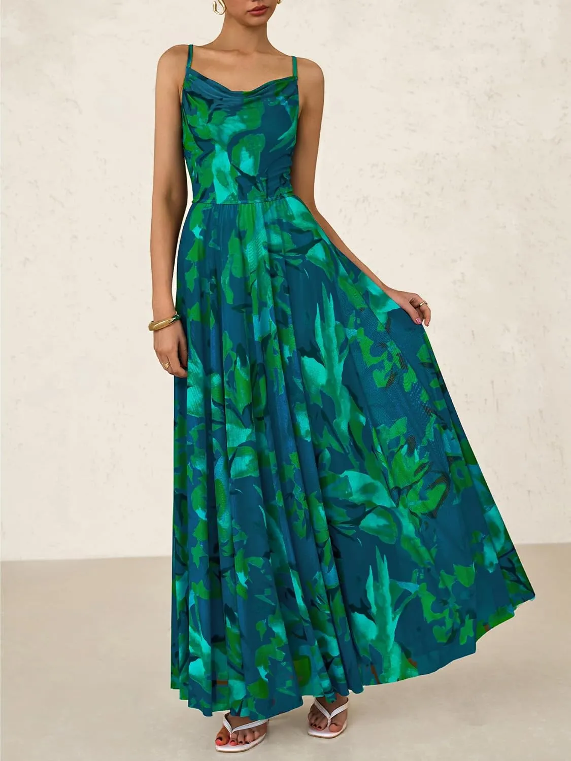 BTFBM Women Summer Floral Maxi Dresses Elegant Spaghetti Strap Dress Printed Party Dress Beach Long Dresses