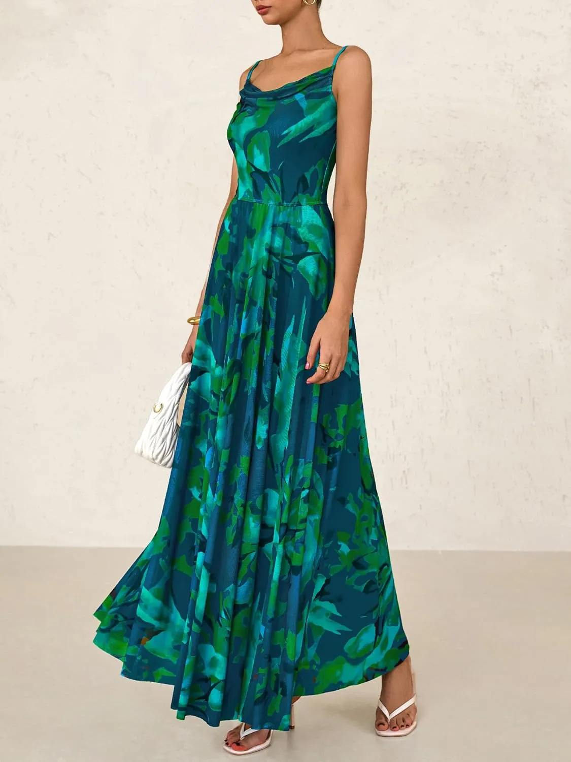 BTFBM Women Summer Floral Maxi Dresses Elegant Spaghetti Strap Dress Printed Party Dress Beach Long Dresses