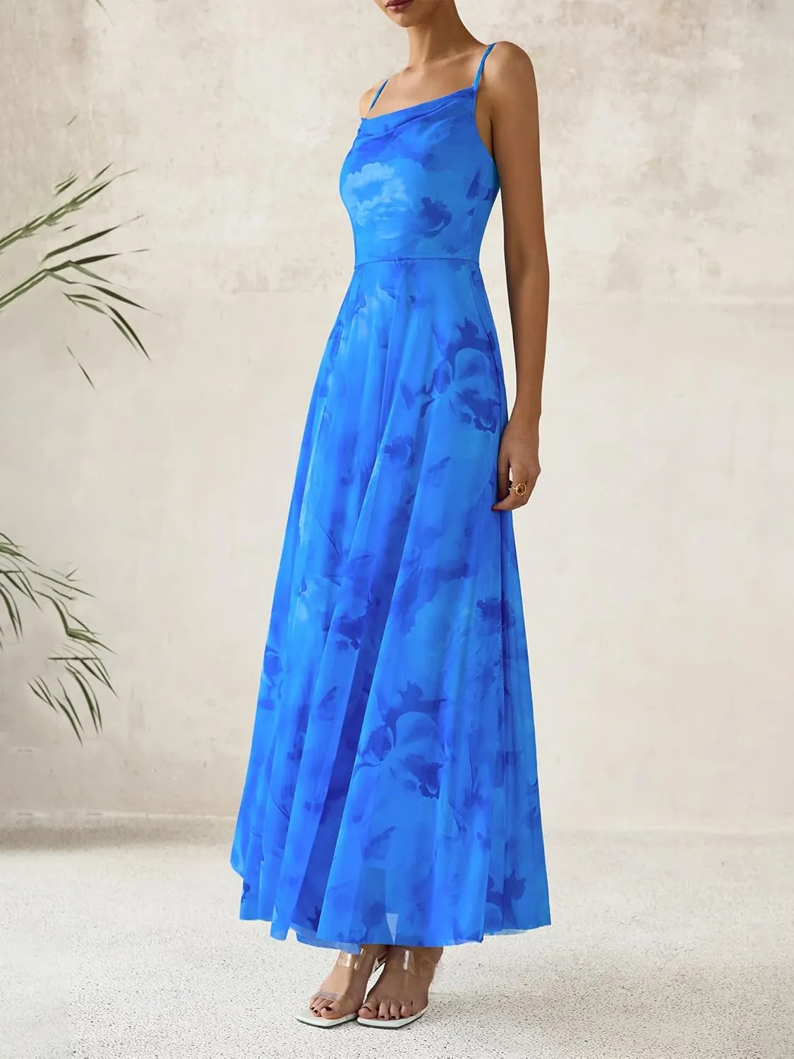 BTFBM Women Summer Floral Maxi Dresses Elegant Spaghetti Strap Dress Printed Party Dress Beach Long Dresses