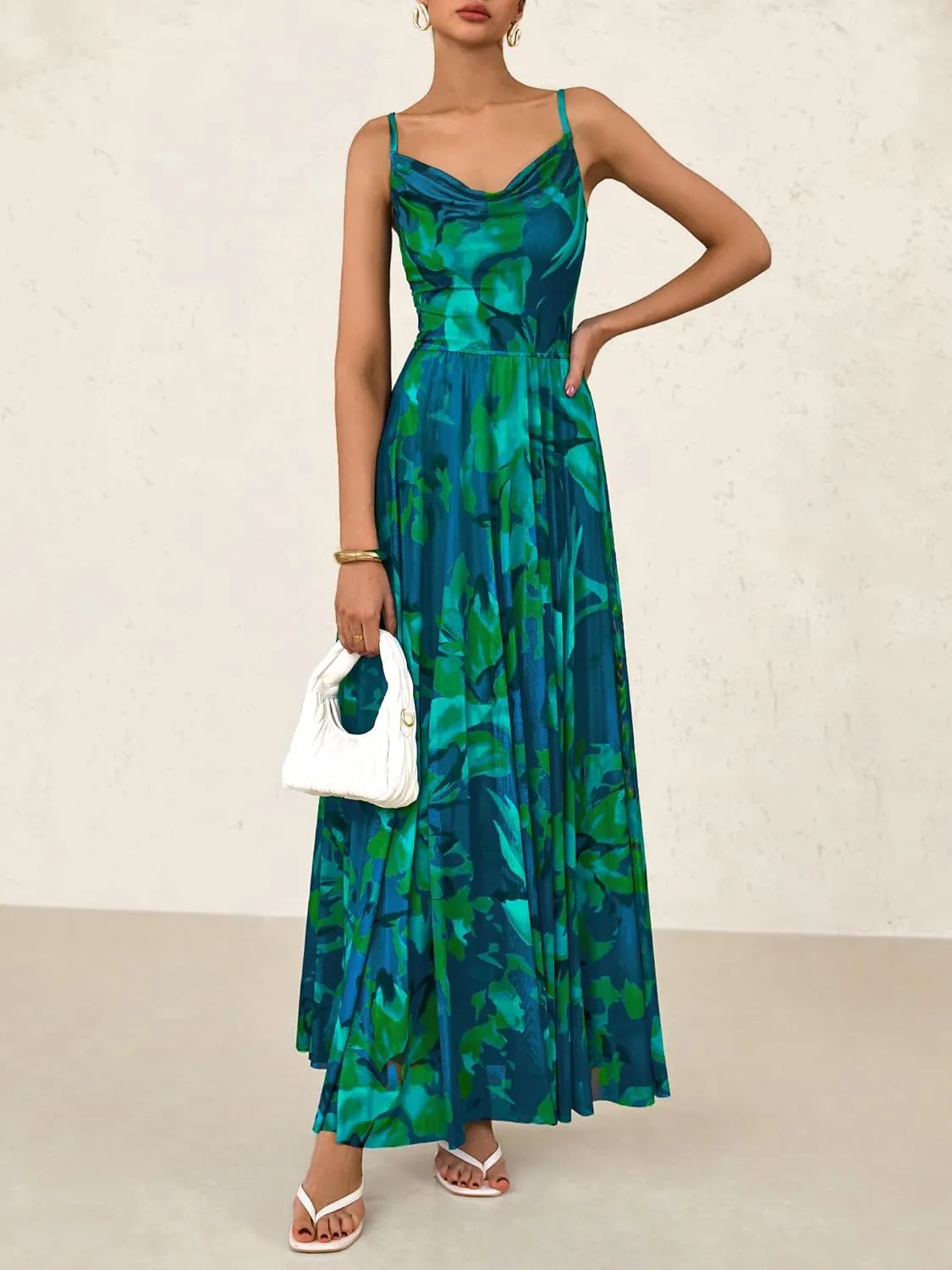 BTFBM Women Summer Floral Maxi Dresses Elegant Spaghetti Strap Dress Printed Party Dress Beach Long Dresses