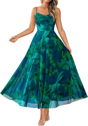 BTFBM Women Summer Floral Maxi Dresses Elegant Spaghetti Strap Dress Printed Party Dress Beach Long Dresses