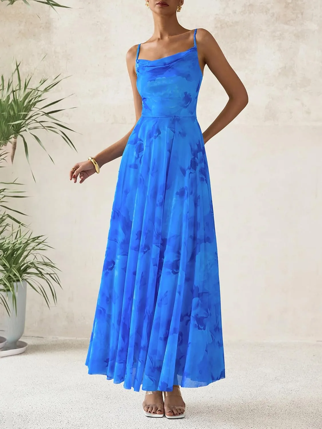 BTFBM Women Summer Floral Maxi Dresses Elegant Spaghetti Strap Dress Printed Party Dress Beach Long Dresses