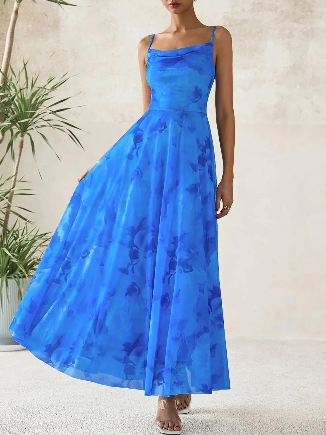 BTFBM Women Summer Floral Maxi Dresses Elegant Spaghetti Strap Dress Printed Party Dress Beach Long Dresses