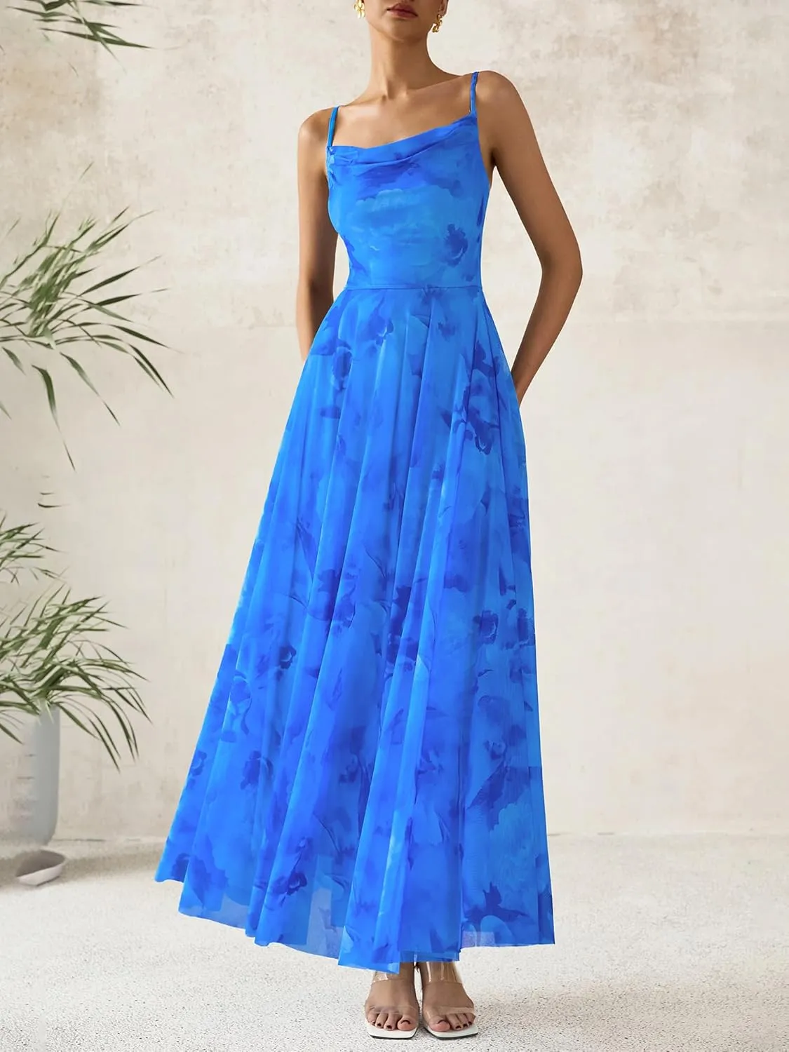 BTFBM Women Summer Floral Maxi Dresses Elegant Spaghetti Strap Dress Printed Party Dress Beach Long Dresses