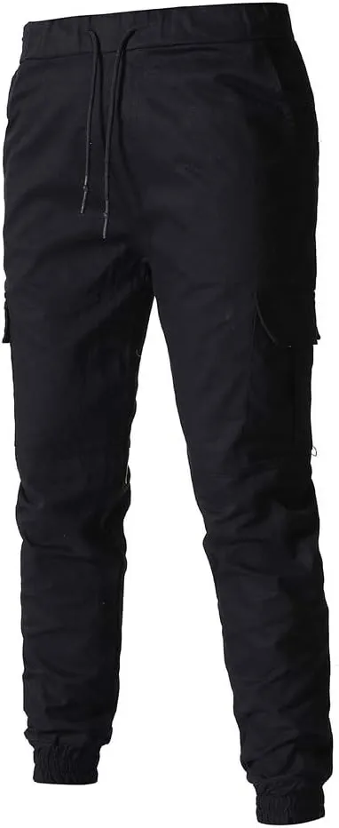 Cargo Pants for Men Relaxed Fit Athletic Gym Training Jogger Black Long Track Pants with Pockets Mens Sweatpants with