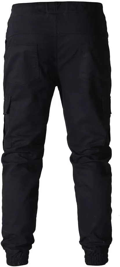 Cargo Pants for Men Relaxed Fit Athletic Gym Training Jogger Black Long Track Pants with Pockets Mens Sweatpants with