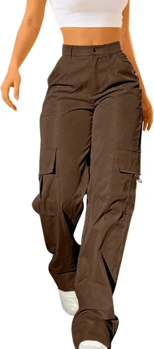 Cargo Pants for Women High Waisted Casual Wide Leg Pants Baggy Stretchy Wide Leg Y2K Streetwear with Pockets
