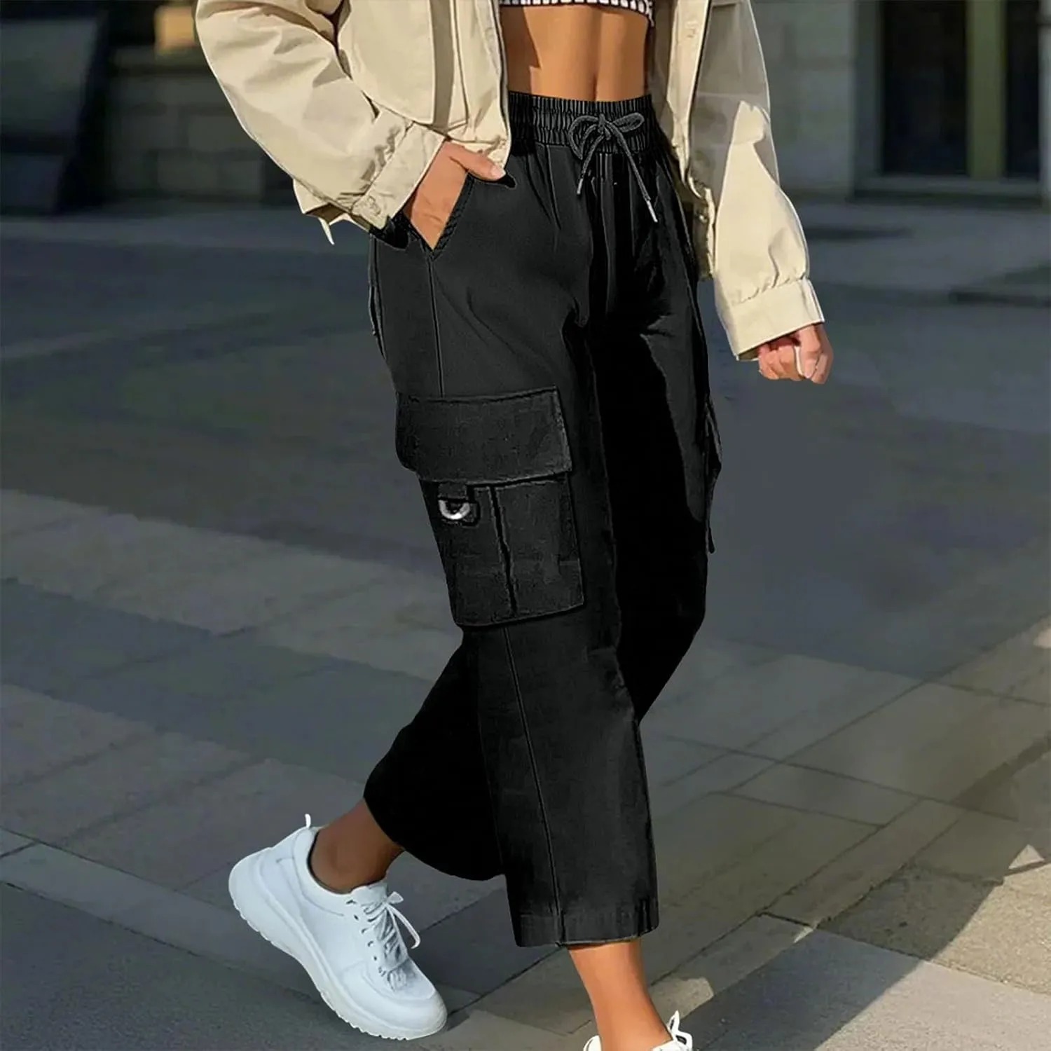 Cargo Pants for Women High Waisted Casual Wide Leg Pants Baggy Stretchy Wide Leg Y2K Streetwear with Pockets