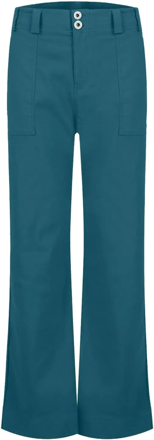 Casual Flare Pants for Women Classic Stretch Twill Pants High Waisted Chino Pants Comfy Wide Leg Pants with Pockets