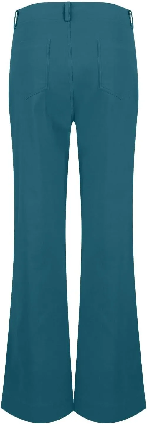Casual Flare Pants for Women Classic Stretch Twill Pants High Waisted Chino Pants Comfy Wide Leg Pants with Pockets