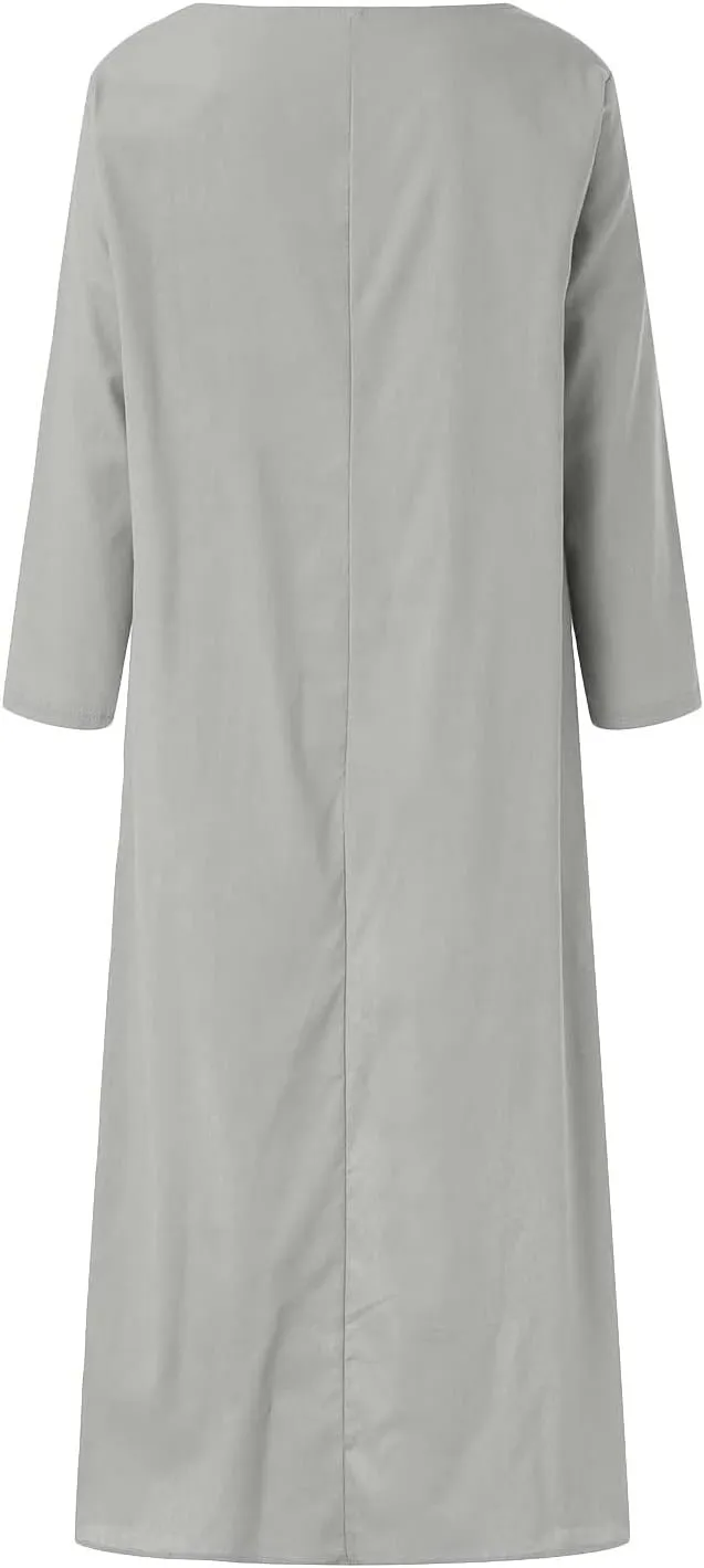 Ceboyel Summer Boho Dresses for Women 2023 Cotton Linen Dress One Shoulder Long Maxi Dresses Casual Beach Ladies Outfits