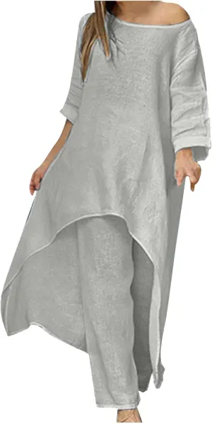 Ceboyel Summer Boho Dresses for Women 2023 Cotton Linen Dress One Shoulder Long Maxi Dresses Casual Beach Ladies Outfits