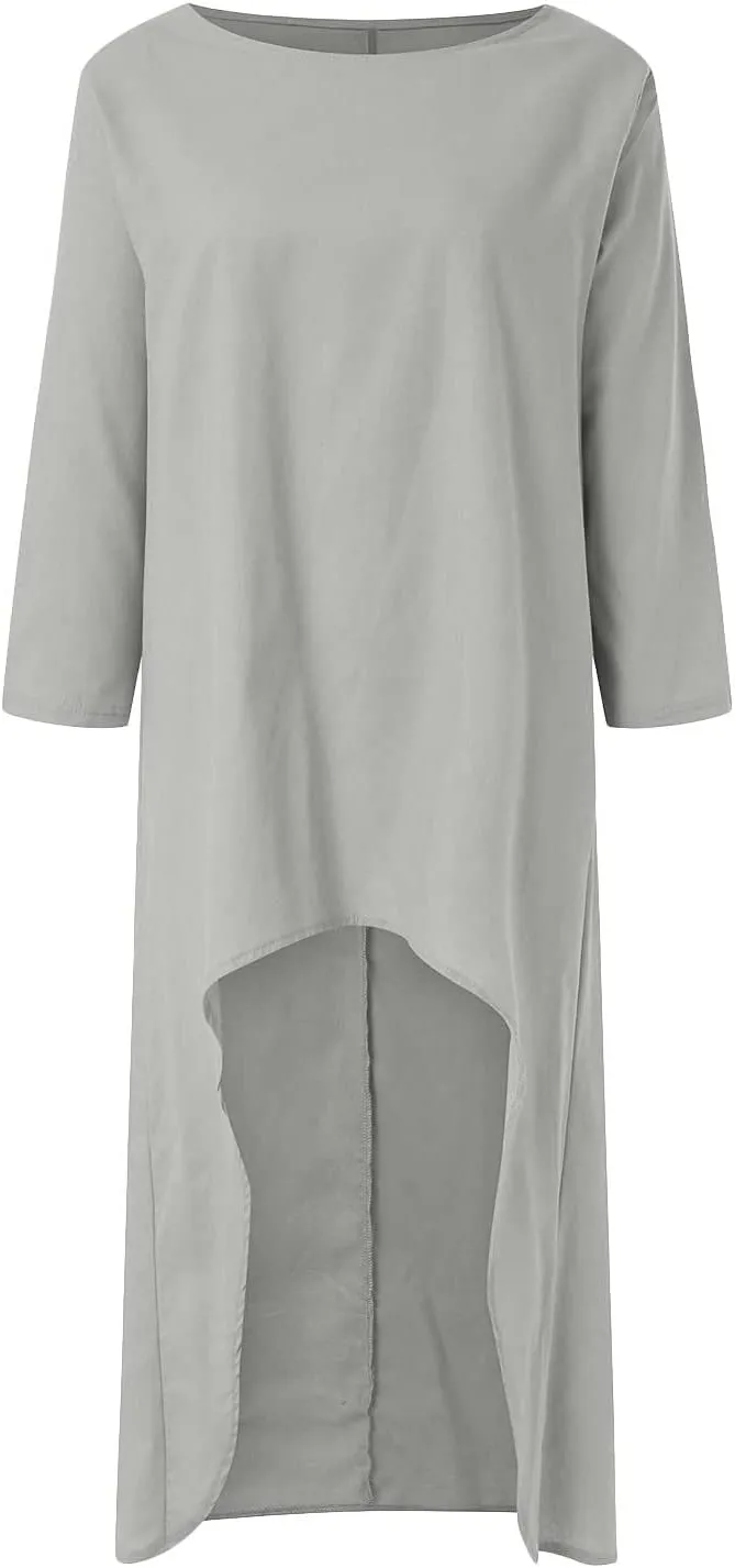 Ceboyel Summer Boho Dresses for Women 2023 Cotton Linen Dress One Shoulder Long Maxi Dresses Casual Beach Ladies Outfits