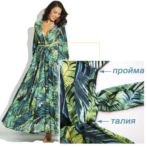Charming 2023 Women's Floral Printed Boho Vintage Maxi Dress with Long Sleeves and V-Neck"