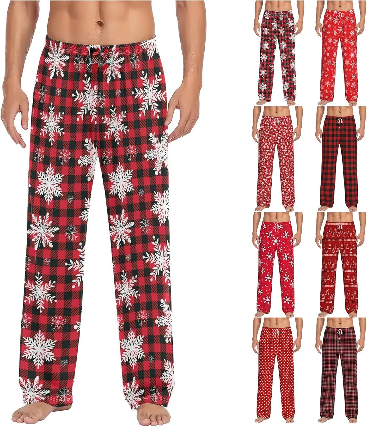 Christmas Pajama Pants for Men Women Print Lounge Pants Elastic Waist Loose Soft Pj Pants Sleep Bottoms Trousers Xmas
