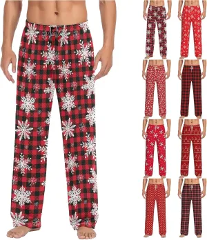 Christmas Pajama Pants for Men Women Print Lounge Pants Elastic Waist Loose Soft Pj Pants Sleep Bottoms Trousers Xmas