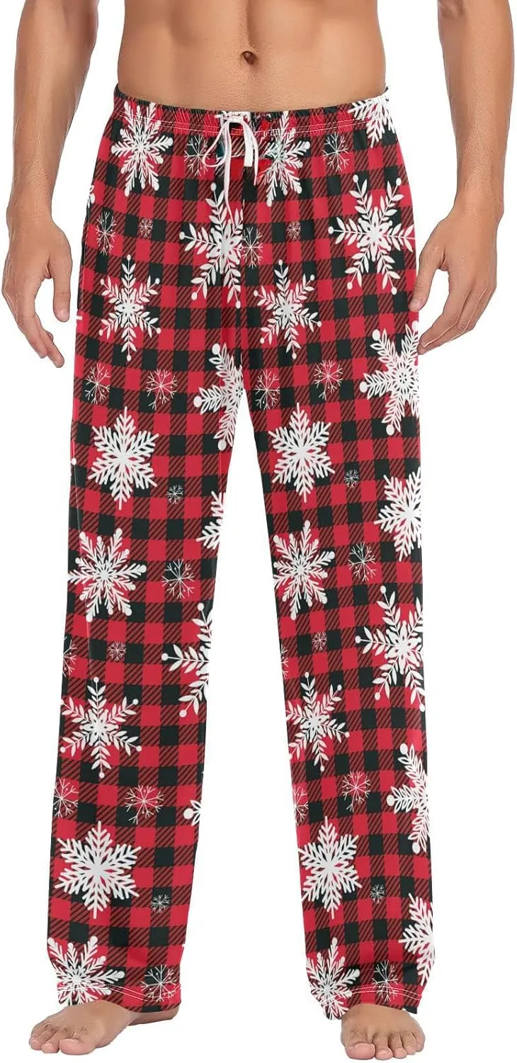 Christmas Pajama Pants for Men Women Print Lounge Pants Elastic Waist Loose Soft Pj Pants Sleep Bottoms Trousers Xmas