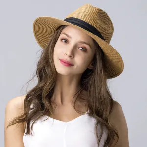 Classic Jazz Style Wide Brim Panama Summer Straw Hats