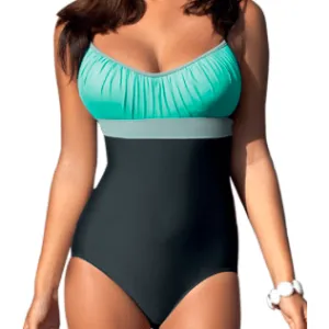 COLOR BLOCK VINTAGE RETRO ONE-PIECE