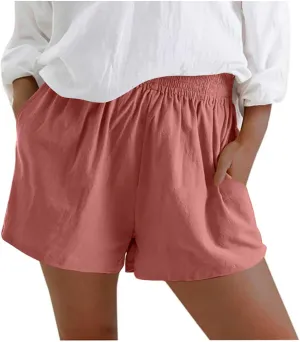 Cotton Linen Shorts for Women Summer Shorts 2025 Low Rise Shorts with Pockets Y2k Dressy Casual Linen Shorts S-5XL